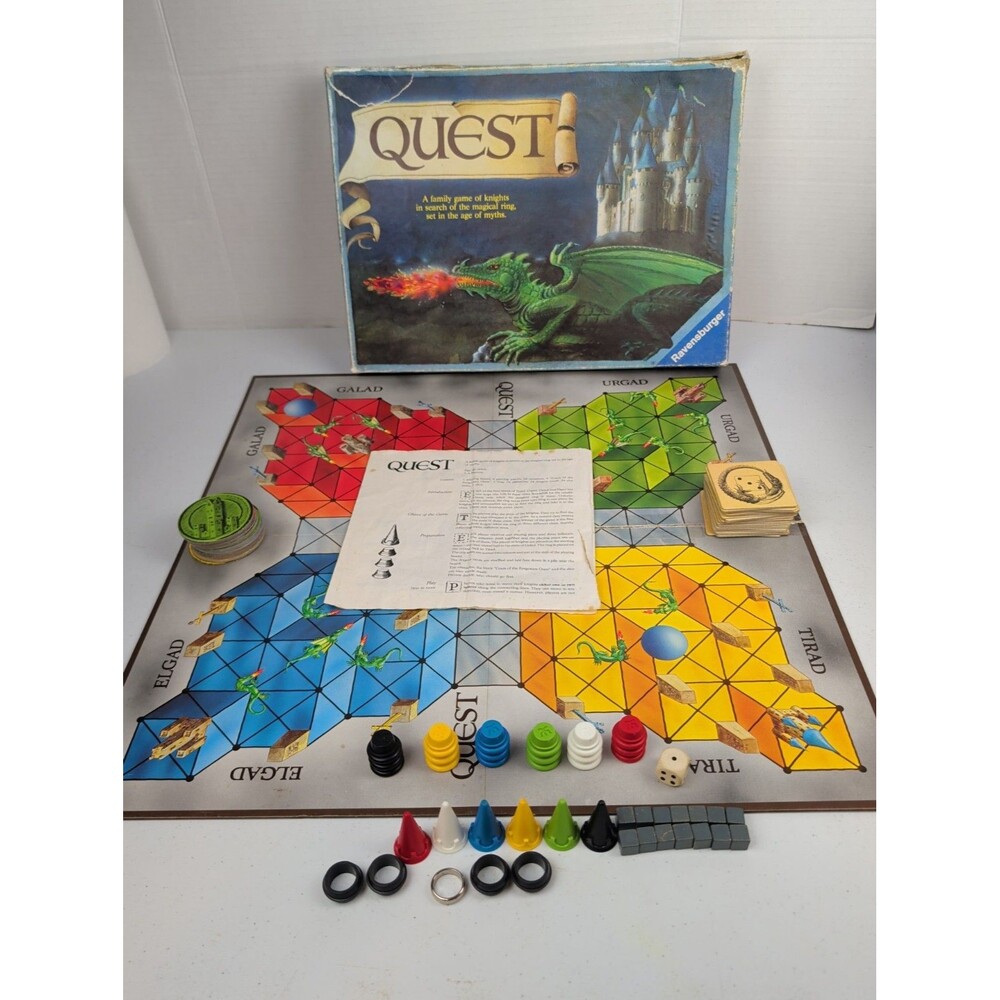 Ravensburger Quest Board Game Knights Search Magical Ring 1985 98% Complete